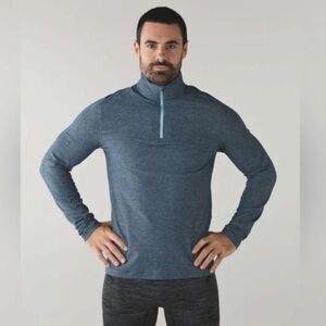 Lululemon Men’s Surge Warm 1/2 Zip Heathered Alberta Lake / Caspian Blue L